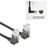 ACT Schwarz 1 Meter U/UTP CAT6A LSZH Slimline Patchkabel mit RJ45-Steckern 90°-gewinkelt nach oben auf 90°-gewinkelt nach oben