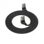 ACT Schwarz 2 Meter U/UTP CAT6A LSZH Slimline Patchkabel mit RJ45-Steckern 90° abgewinkelt hoch zu 90° abgewinkelt hoch