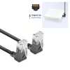 ACT Schwarz 2 Meter U/UTP CAT6A LSZH Slimline Patchkabel mit RJ45-Steckern 90° abgewinkelt hoch zu 90° abgewinkelt hoch