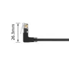 ACT Schwarz 2 Meter U/UTP CAT6A LSZH Slimline Patchkabel mit RJ45-Steckern 90° abgewinkelt hoch zu 90° abgewinkelt hoch