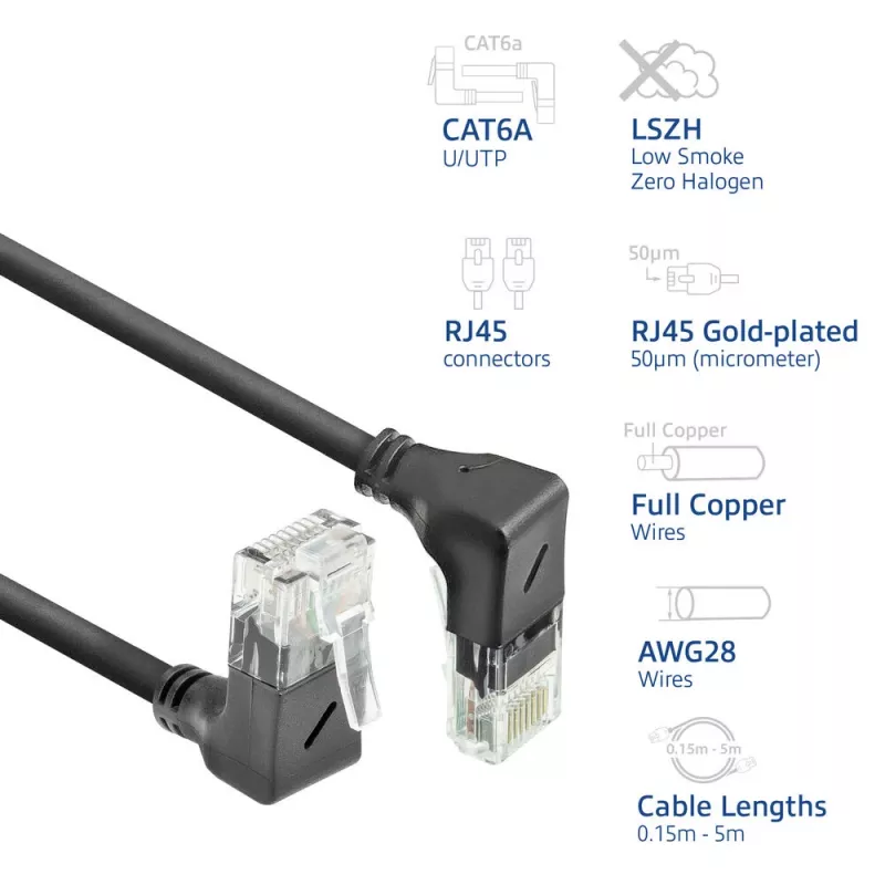ACT Netzwerkkabel DD7900 Cat6a U/UTP Patchkabel 0,5 m RJ-45 schwarz
