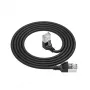 ACT Schwarz 2 m U/FTP CAT6A LSZH Slimline Patchkabel mit RJ45-Steckern 90° abgewinkelt nach unten auf gerade