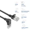 ACT Schwarz 3 m U/FTP CAT6A LSZH Slimline-Patchkabel mit RJ45-Steckern 90° gewinkelt abwärts auf gerade