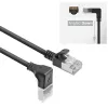 ACT Schwarz 0,25 Meter U/FTP CAT6A LSZH Slimline-Patchkabel mit RJ45-Steckern 90° abgewinkelt nach unten auf gerade