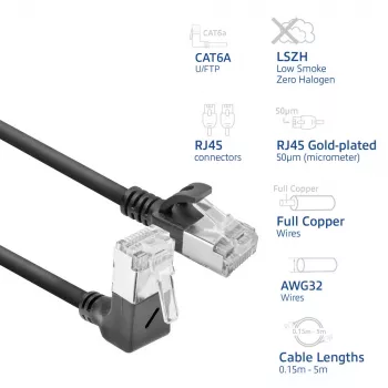 Netzwerkkabel ACT DA4952 Cat6a U/FTP (STP) RJ-45 auf RJ-45 0,25 m Schwarz