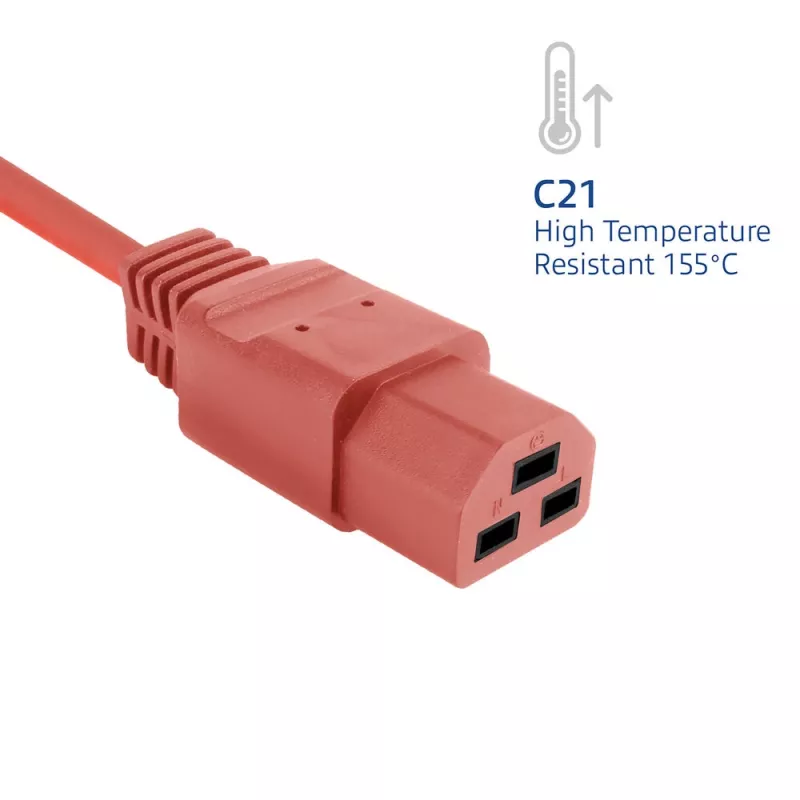 ACT-Netzkabel C20–C21 IEC60320 rot 2 m, 16 A 250 V
