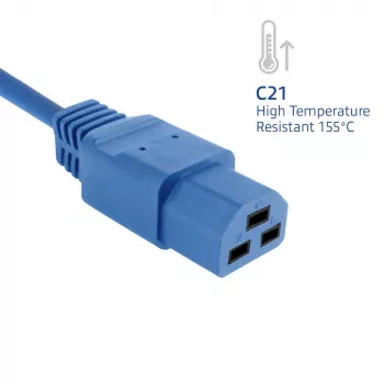 Netzkabel ACT C20–C21 IEC60320 blau 3 m, 250 V 16 A