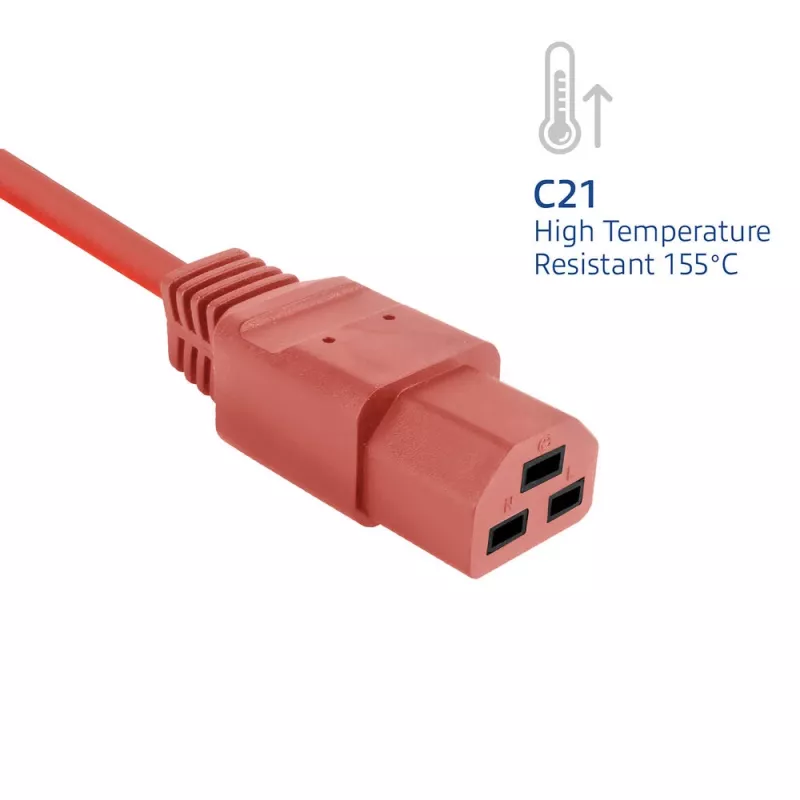 Netzkabel ACT C14 auf C21 IEC60320 rot 1 m, 250V 10A