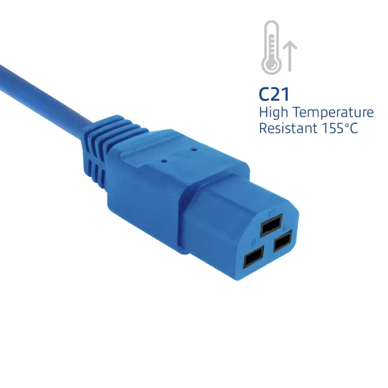 ACT-Netzkabel C14 auf C21 IEC60320 blau 1 m, 250 V 10 A