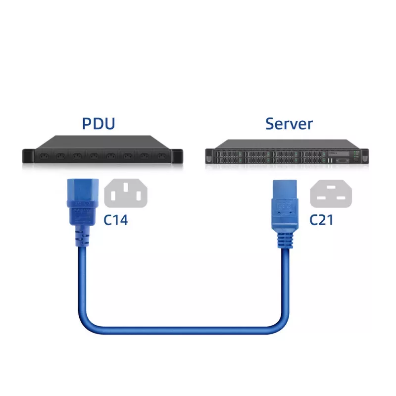 ACT Stromkabel C14 auf C21 IEC60320 blau 2 m, 250 V 10 A