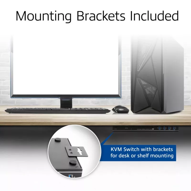 KVM-Switch ACT 2-Port USB-C/HDMI 4K@60Hz AC7922 mit USB-Tastatur/Maus, HDMI-Video, 100W PD