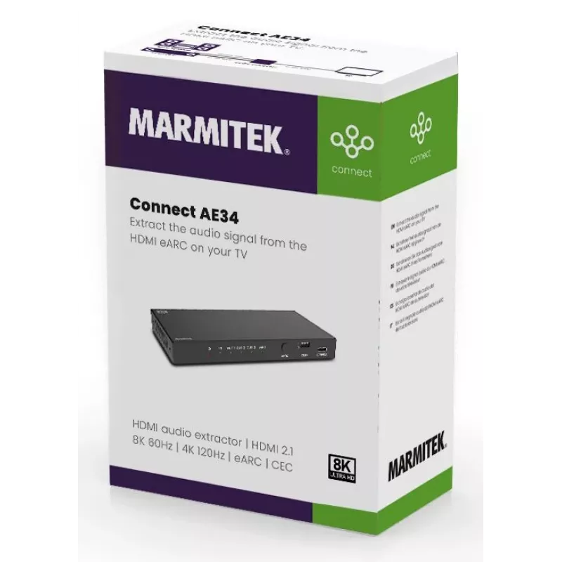 Video signal converter Marmitek 25008496 — HDMI input to HDMI/TOSLINK/3.5mm output, up to 7680×4320, 7.1 audio