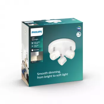 Decken-/Wandleuchte Philips Dimmbare LED Star 3x 16,5 W, 2700 K, 1500 lm, IP20, Weiß