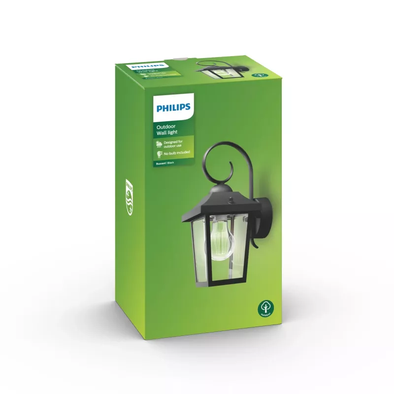 Außenwandleuchte Philips myGarden Buzzard 60 W E27 Schwarz Aluminium (ohne Leuchtmittel)