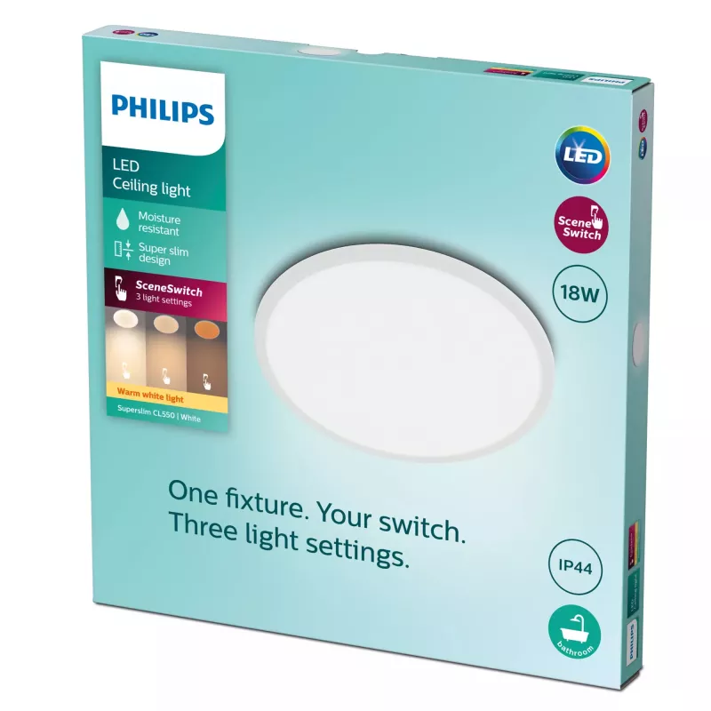 Deckenleuchte Philips Functional Super schlank 18 W LED, rund, weiß, nicht austauschbares Leuchtmittel, 220–240 V