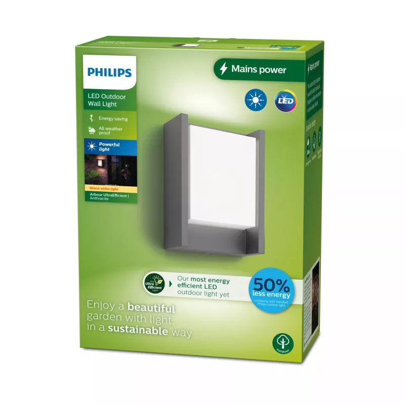 Außenwandleuchte Signify Philips Arbour 3,8 W LED anthrazit, 220–240 V, 1-flammig