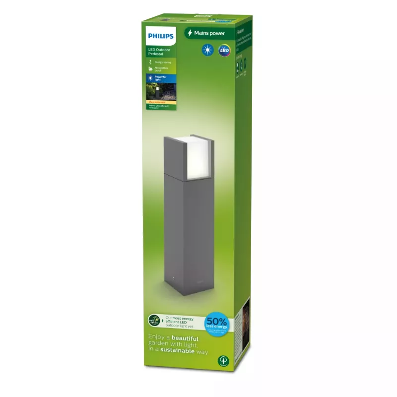 Sockel-/Wegeleuchte für den Außenbereich Philips Arbour 3,8 W LED Anthrazit, 220–240 V, Metallgehäuse