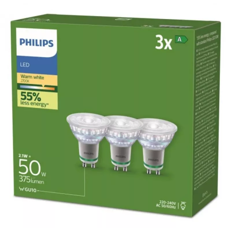 Philips 929003634693 LED-Lampe Warmweiß 2700 K 2,1 W GU10 A