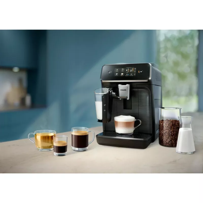 Espressomaschine Philips EP2334/10 – vollautomatisch, Standgerät, integriertes Keramikmahlwerk, Milchtank, AquaClean-Filter, Touchscreen, schwarz