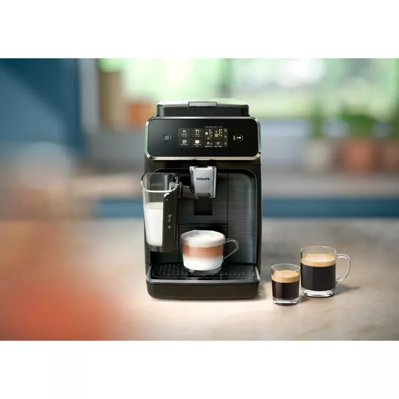 Espressomaschine Philips EP2334/10 – vollautomatisch, Standgerät, integriertes Keramikmahlwerk, Milchtank, AquaClean-Filter, Touchscreen, schwarz
