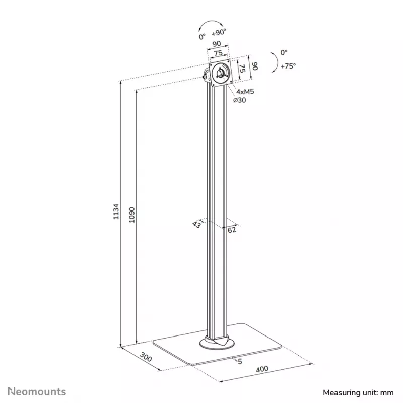 Tablet-Bodenständer Neomounts FL15-627BL1 — universell, abschließbar, max. Belastung 3 kg, schwarz