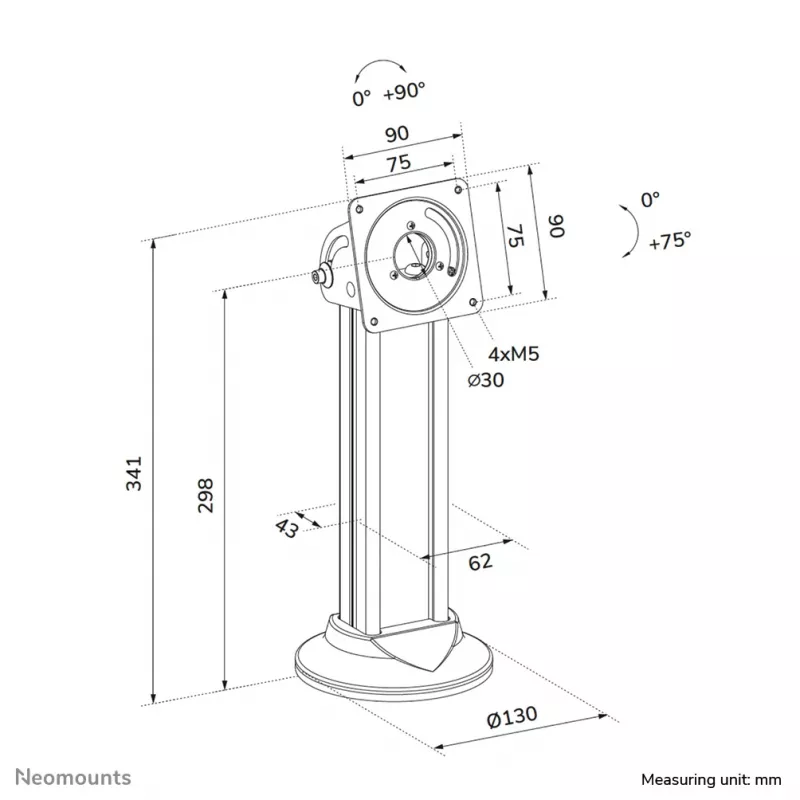 Tablet-Tischständer Neomounts DS15-632BL1 — universal abschließbar, bis 3 kg belastbar