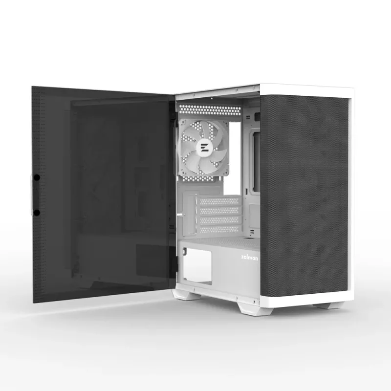 Zalman M4 WHITE Computergehäuse Mini Tower Schwarz, Weiß