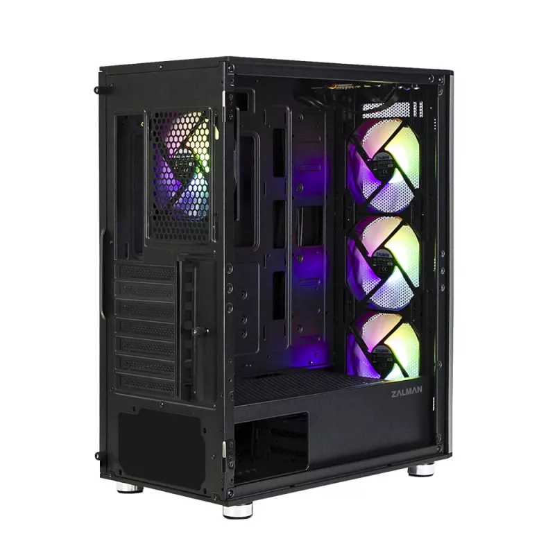 Zalman I3 Neo ATX Mid Tower PC-Gehäuse Mesh-Front für effiziente Kühlung 3 vorinstallierte Lüfter Midi Tower Schwarz