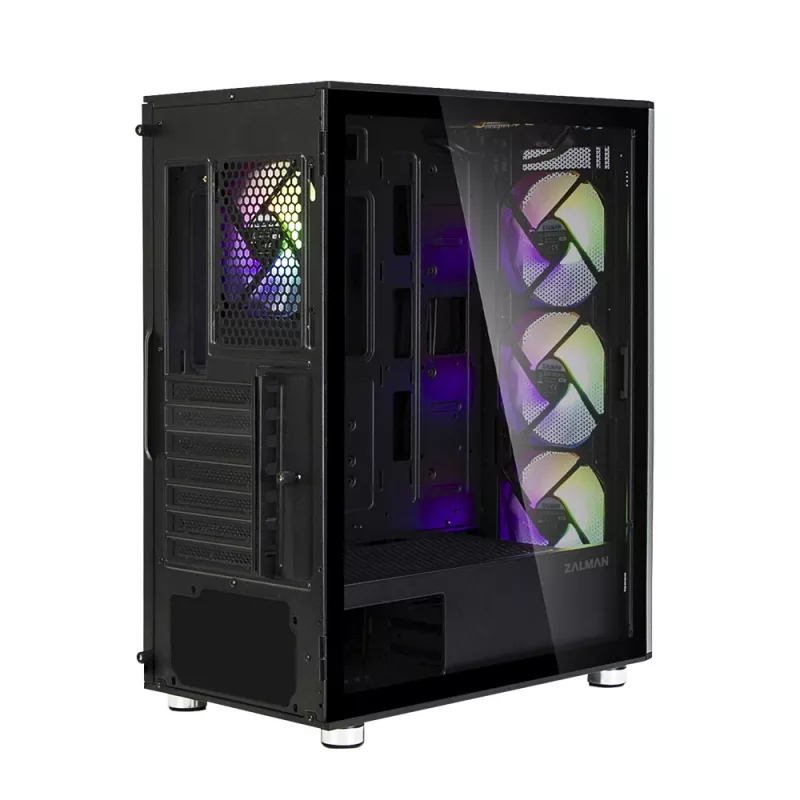 Zalman I3 Neo ATX Mid Tower PC-Gehäuse Mesh-Front für effiziente Kühlung 3 vorinstallierte Lüfter Midi Tower Schwarz