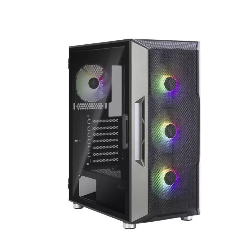 Zalman I3 Neo ATX Mid Tower PC-Gehäuse Mesh-Front für effiziente Kühlung 3 vorinstallierte Lüfter Midi Tower Schwarz