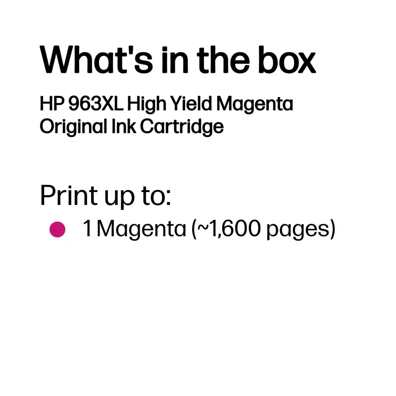 HP 963XL High Yield Magenta Original Druckerpatrone, Magenta, 1 Stück, 1600 Seiten