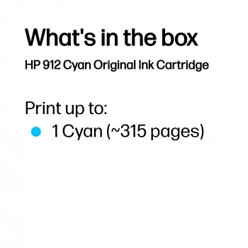 HP 912 Cyan Original Druckerpatrone, Cyan, 1 Stk., 315 Seiten