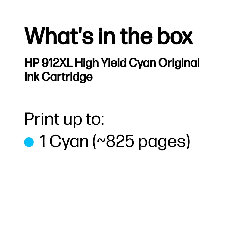 HP 912XL High Yield Cyan Original Druckerpatrone, Cyan, 1 Stück, 700 Seiten