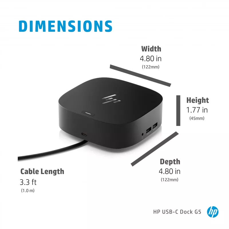 HP USB-C Dock G5 Kabelgebunden USB 3.2 Gen 1 Typ-C Schwarz 100W
