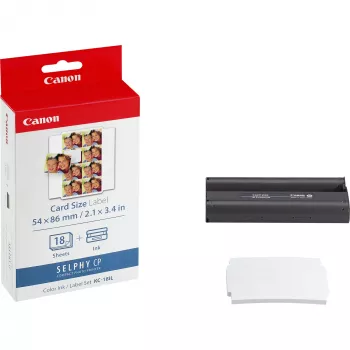 Canon KC-18IL Farbtinte + 54 x 86 mm Aufkleberpapier-Set, 18 Blatt