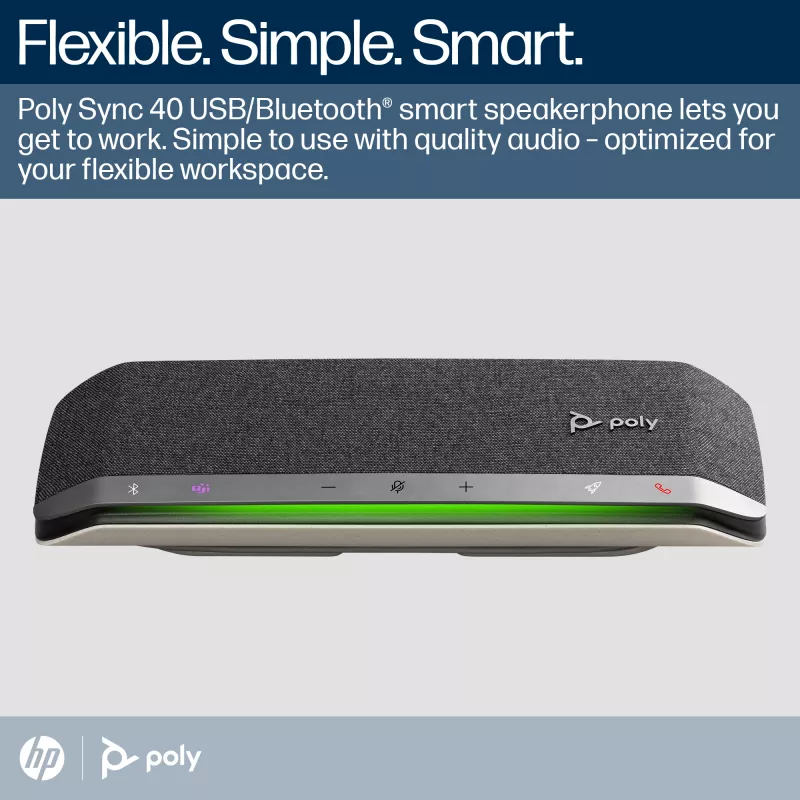 HP Poly Sync 40+ Microsoft Teams zertifiziert USB-A USB-C Speakerphone +BT700 USB-A Adapter