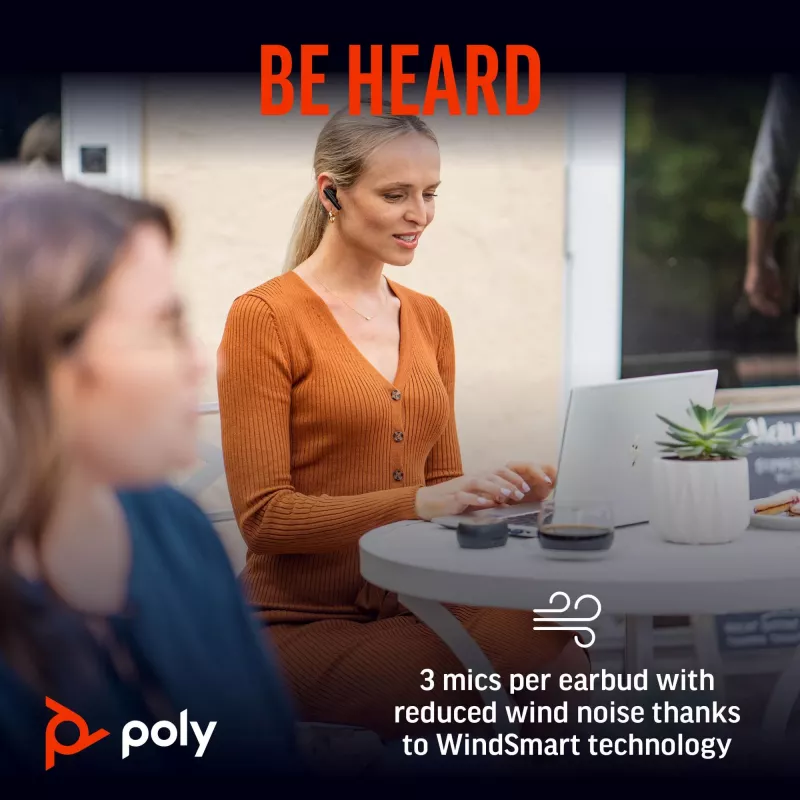 HP Poly Voyager Free 60+ UC Carbon Schwarz Earbuds +BT700 USB-C Adapter +Touchscreen-Ladecase