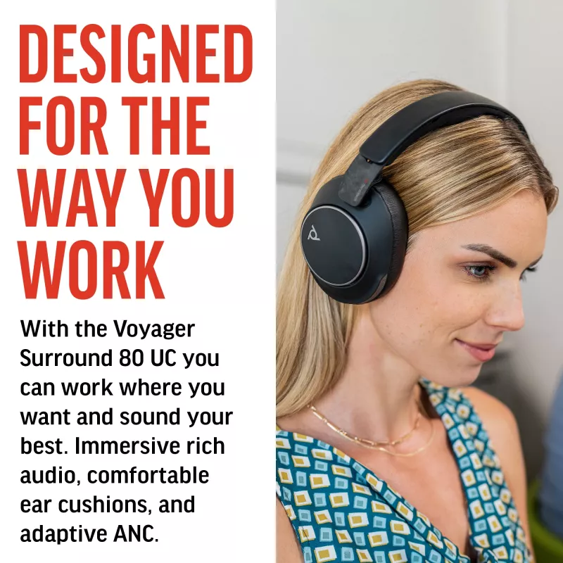 Headset POLY Voyager Surround 80 UC Wireless Bluetooth Musik Everyday Schwarz