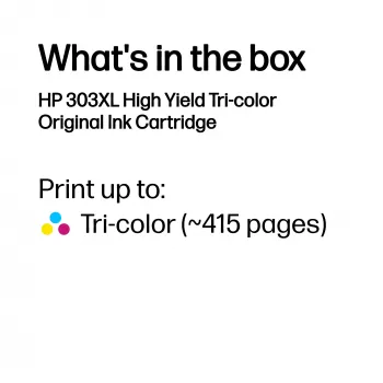HP 303XL Original Tintenpatrone, hohe Reichweite, dreifarbig, Cyan, Magenta, Gelb, 1 Stk., 415 Seiten