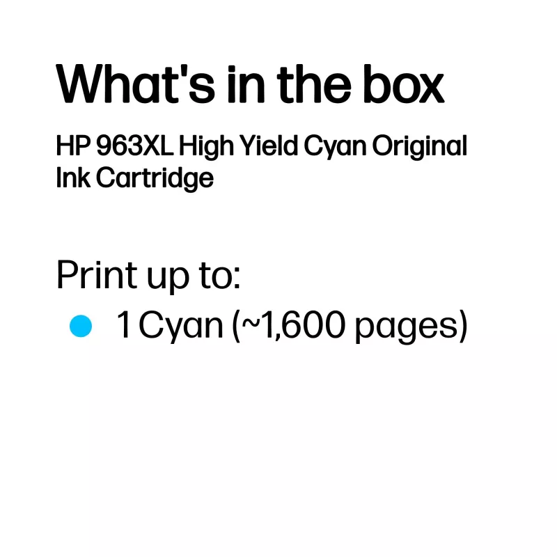 HP 963XL High Yield Cyan Original Druckerpatrone, Cyan, 1 Stk., 1600 Seiten