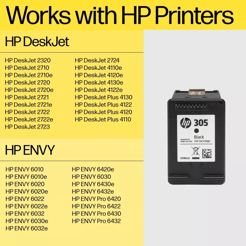 Tintenpatrone HP 305 Schwarz Original 3YM61AE#301