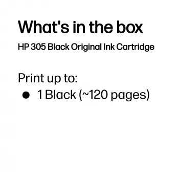 HP 305 Schwarz Original Druckerpatrone, Schwarz, 1 Stück, 120 Seiten