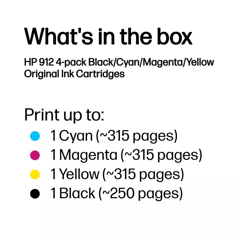 HP 912 4er-Pack Schwarz/Cyan/Magenta/Gelb Original Tintenpatronen