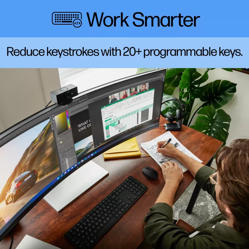HP 450 Programmierbare kabellose Tastatur Full-size Kabelgebunden & Kabellos Schwarz