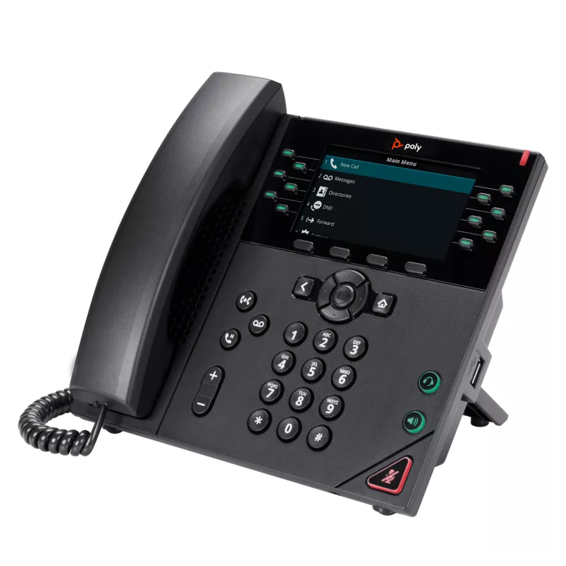 HP Poly VVX 450 12-Leitungs-IP-Telefon und PoE-fähig, IP-Telefon, Schwarz, Kabelgebundener Hörer, 12 Leitungen, LCD, 10,9 cm (4,3 Zoll)