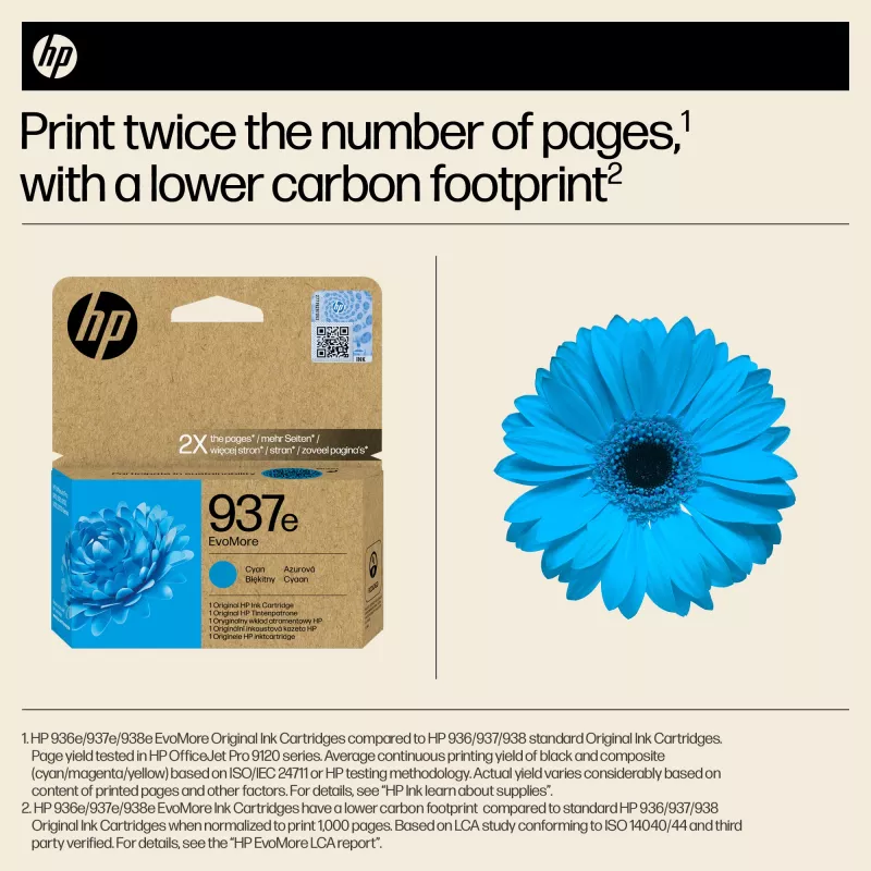 HP 937e EvoMore Cyan Original Tintenpatrone, Cyan, 1 Stück, 1650 Seiten