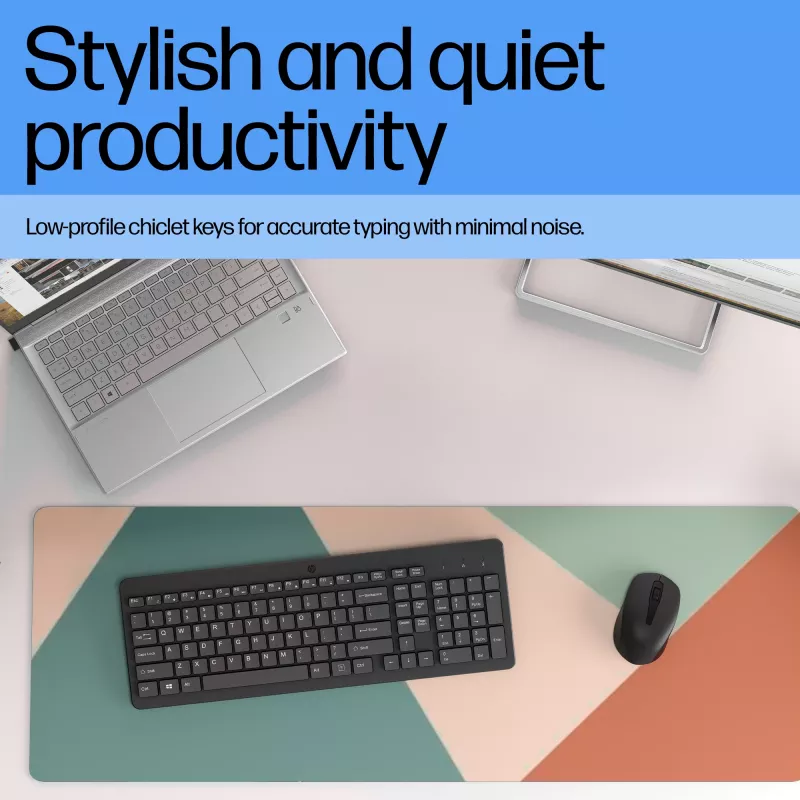 HP 220 Wireless Tastatur – Full-Size (100 %), RF Wireless, Membran, Schwarz
