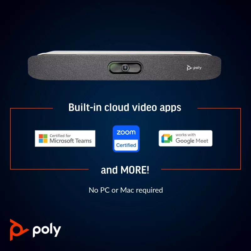 POLY Studio X30 All-In-One-Videobar 4K Ultra HD 60 fps 5-fach-Zoom