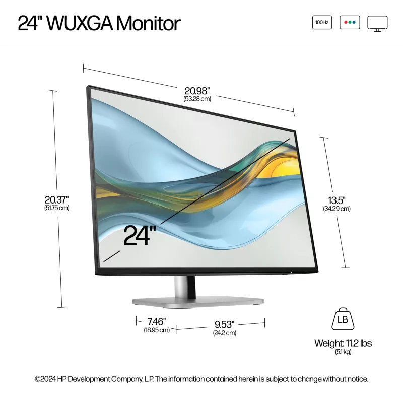 HP Series 5 Pro 24 Zoll WUXGA Monitor - 524pn, 61 cm (24 Zoll), WUXGA, LCD, 5 ms, Schwarz
