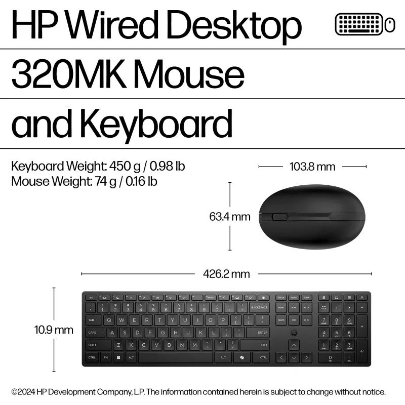 HP Wired Desktop 320MK Maus und Tastatur